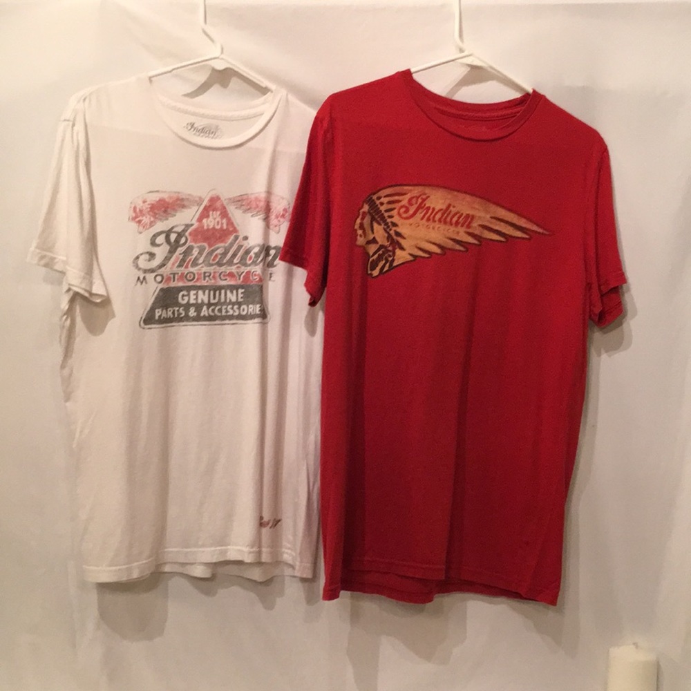 A pair of Indian Motorcycle T-shirts new never worn.
